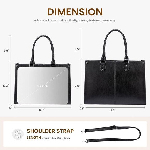 LOVEVOOK Laptop Bag for Women 15.6 inch Laptop Tote Bag Vintage Work Bags - Picture 3 of 8